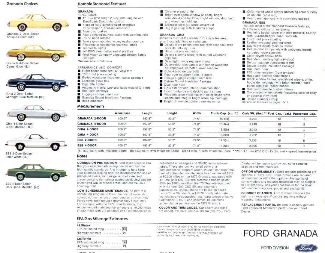 1979 Ford Granada Brochure Page 3